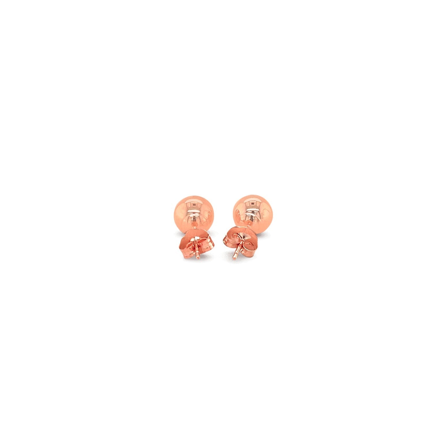 14k Rose Gold Classic Round Shape Stud Earrings (6mm) - DestGlow