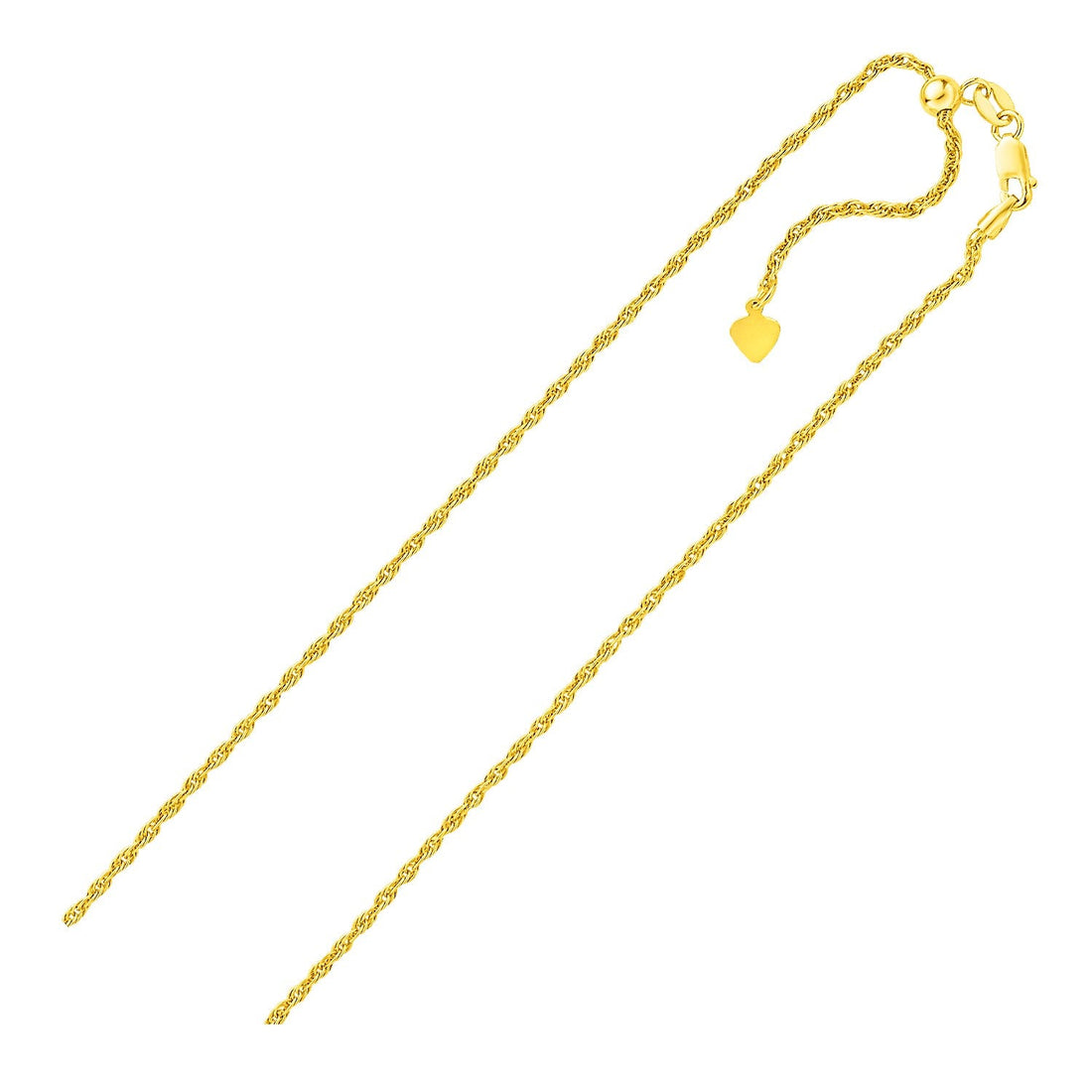 Sterling Silver in Yellow Finish 1.5mm Adjustable Rope Chain - DestGlow