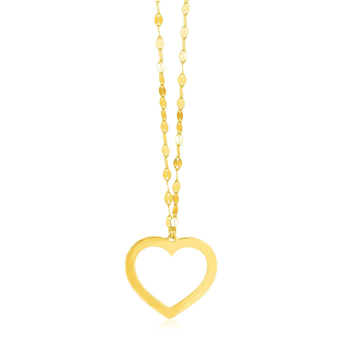 14k Yellow Gold Necklace with Reversible Heart Pendant - necklaces