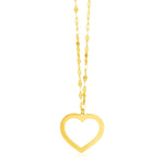14k Yellow Gold Necklace with Reversible Heart Pendant - necklaces