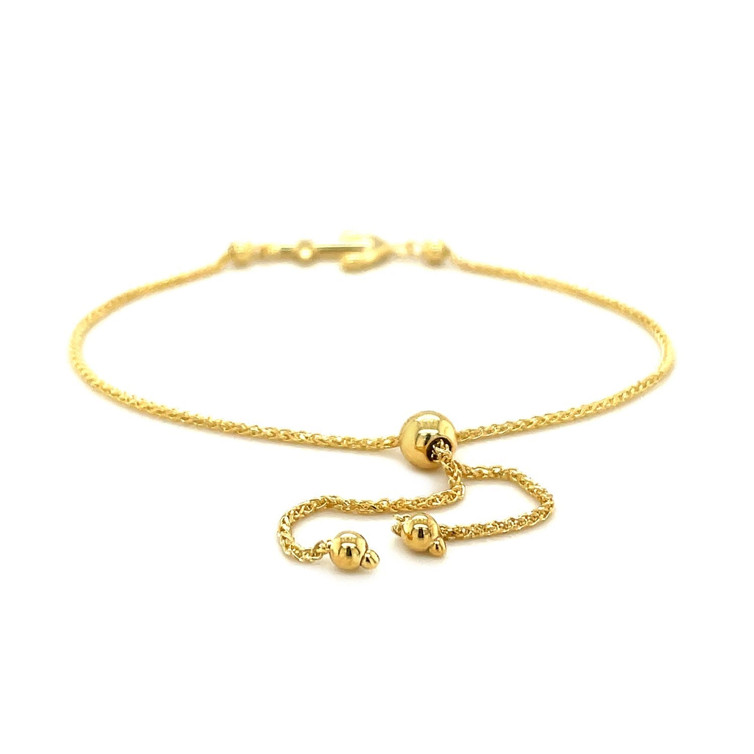 14k Yellow Gold Anchor Design Adjustable Lariat Bracelet  DestGlow