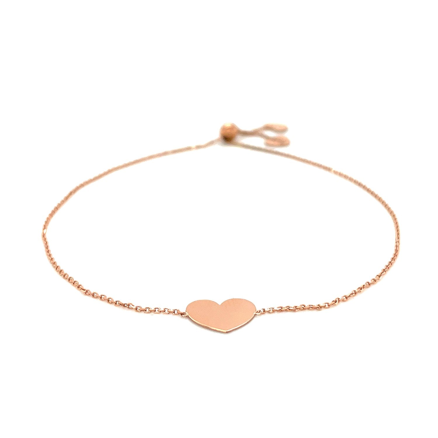 14k Rose Gold Adjustable Heart Bracelet - DestGlow