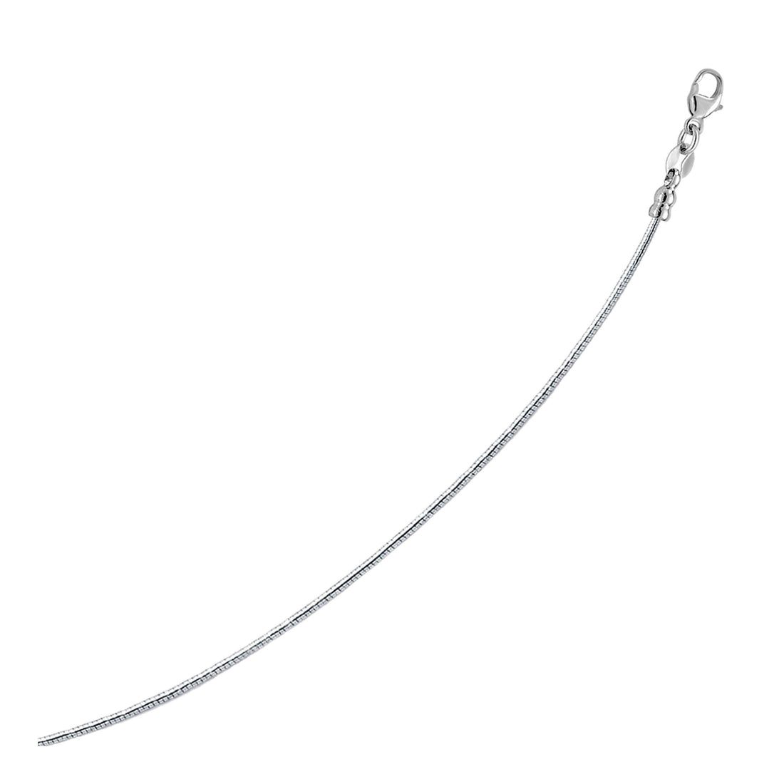 Sterling Silver Round Omega Style Chain Necklace with Rhodium Plating (1.55mm) by Avera Group