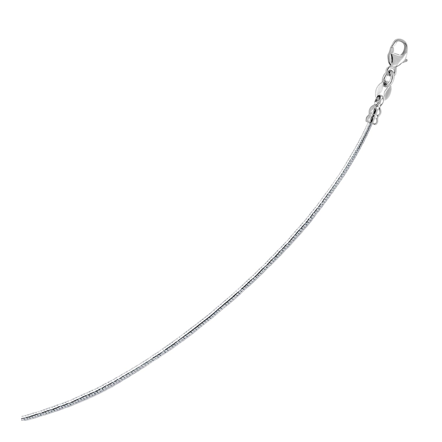 Sterling Silver Round Omega Style Chain Necklace with Rhodium Plating (1.55mm) by Avera Group