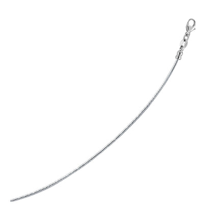 Sterling Silver Round Omega Style Chain Necklace with Rhodium Plating (1.55mm) by Bids.com