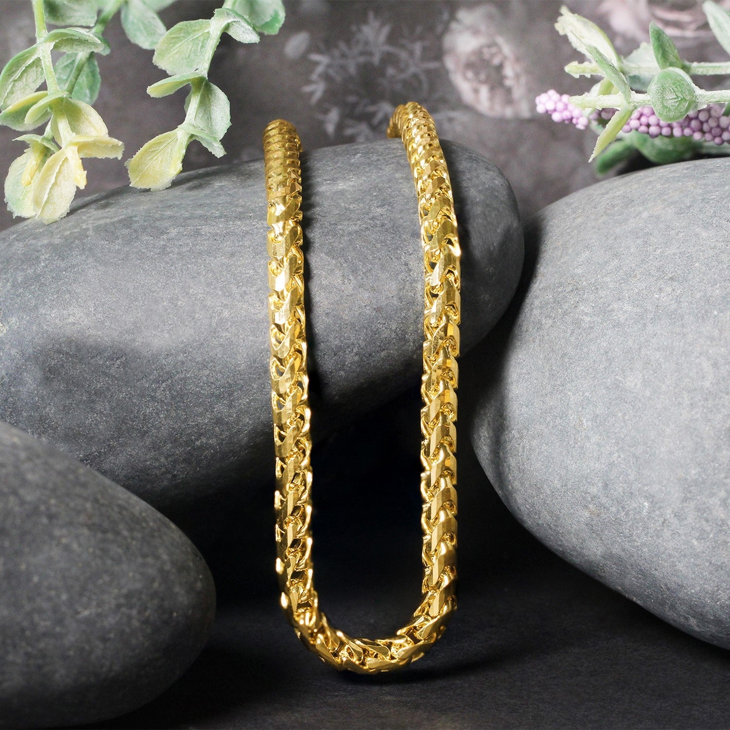 4.6mm 14k Yellow Solid Gold Diamond Cut Round Franco Chain by Bids.com
