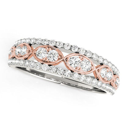 14k White And Rose Gold Doulbe Diamond Infinity Design Band (3/8 cttw) by Bids.com