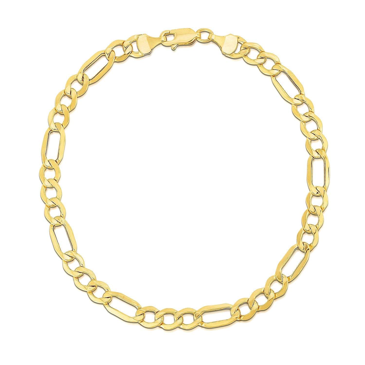 5.4mm 10k Yellow Gold Lite Figaro Bracelet - DestGlow