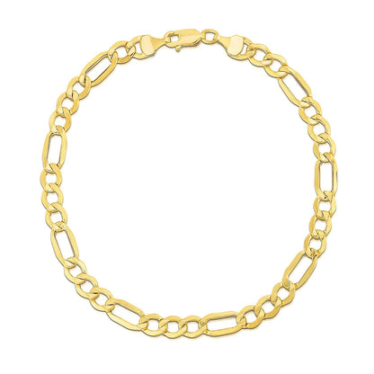 5.4mm 10k Yellow Gold Lite Figaro Bracelet - DestGlow