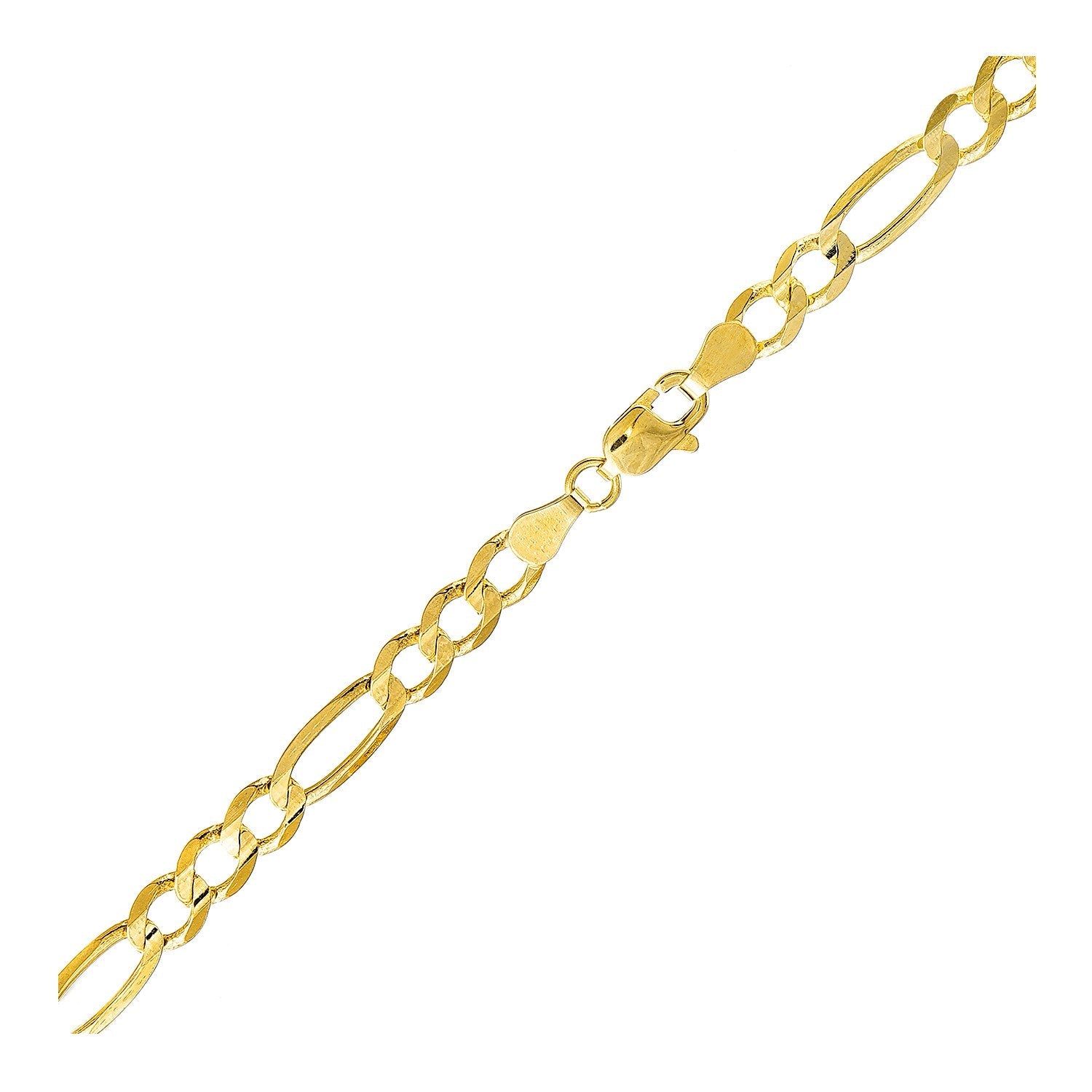 5.4mm 10k Yellow Gold Lite Figaro Bracelet - DestGlow