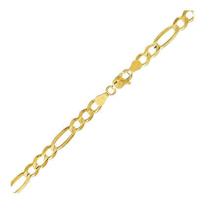 5.4mm 10k Yellow Gold Lite Figaro Bracelet - DestGlow