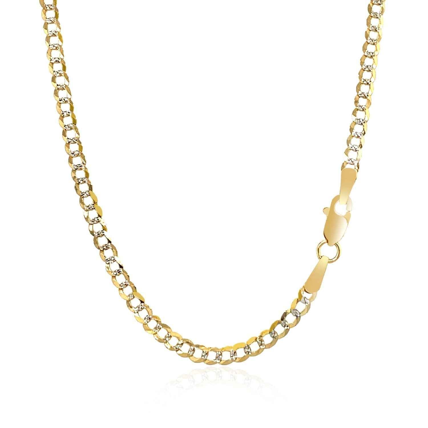 14k Two Tone Gold Pave Curb Chain (2.60 mm)