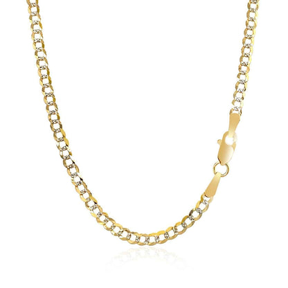 14k Two Tone Gold Pave Curb Chain (2.60 mm)
