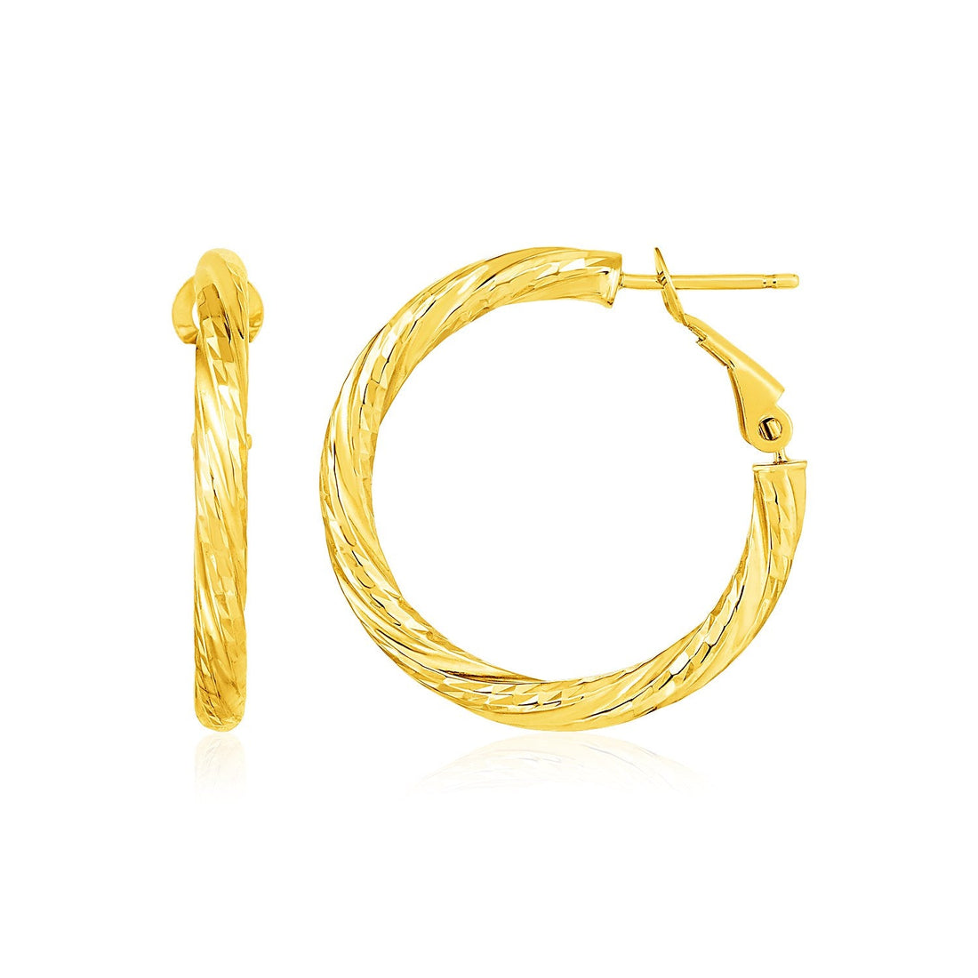 14k Yellow Gold Petite Twisted Round Hoop Earrings - earrings