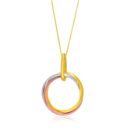 14k Tri-Color Gold Open Interlaced Ring Pendant by Bids.com