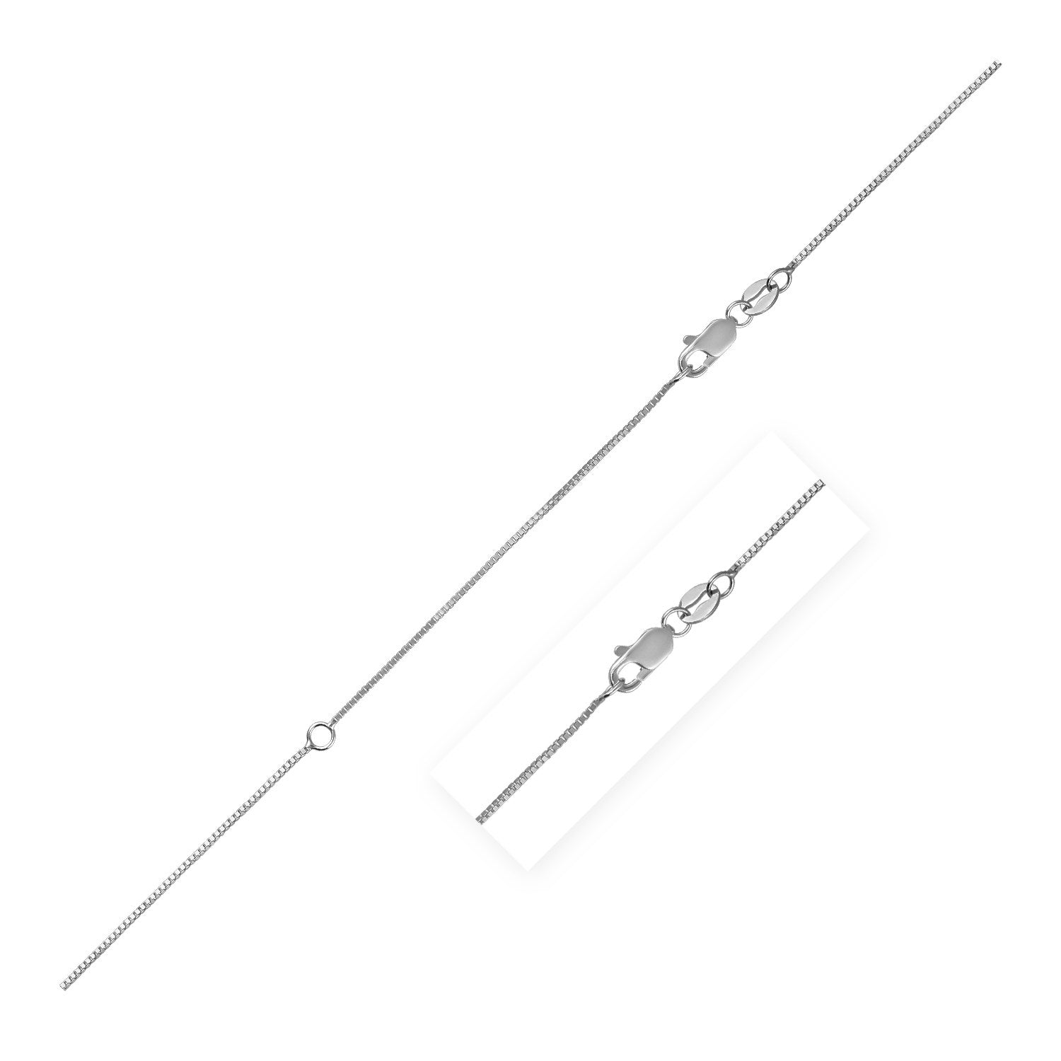 Extendable Box Chain in 14k White Gold (0.7mm)  DestGlow