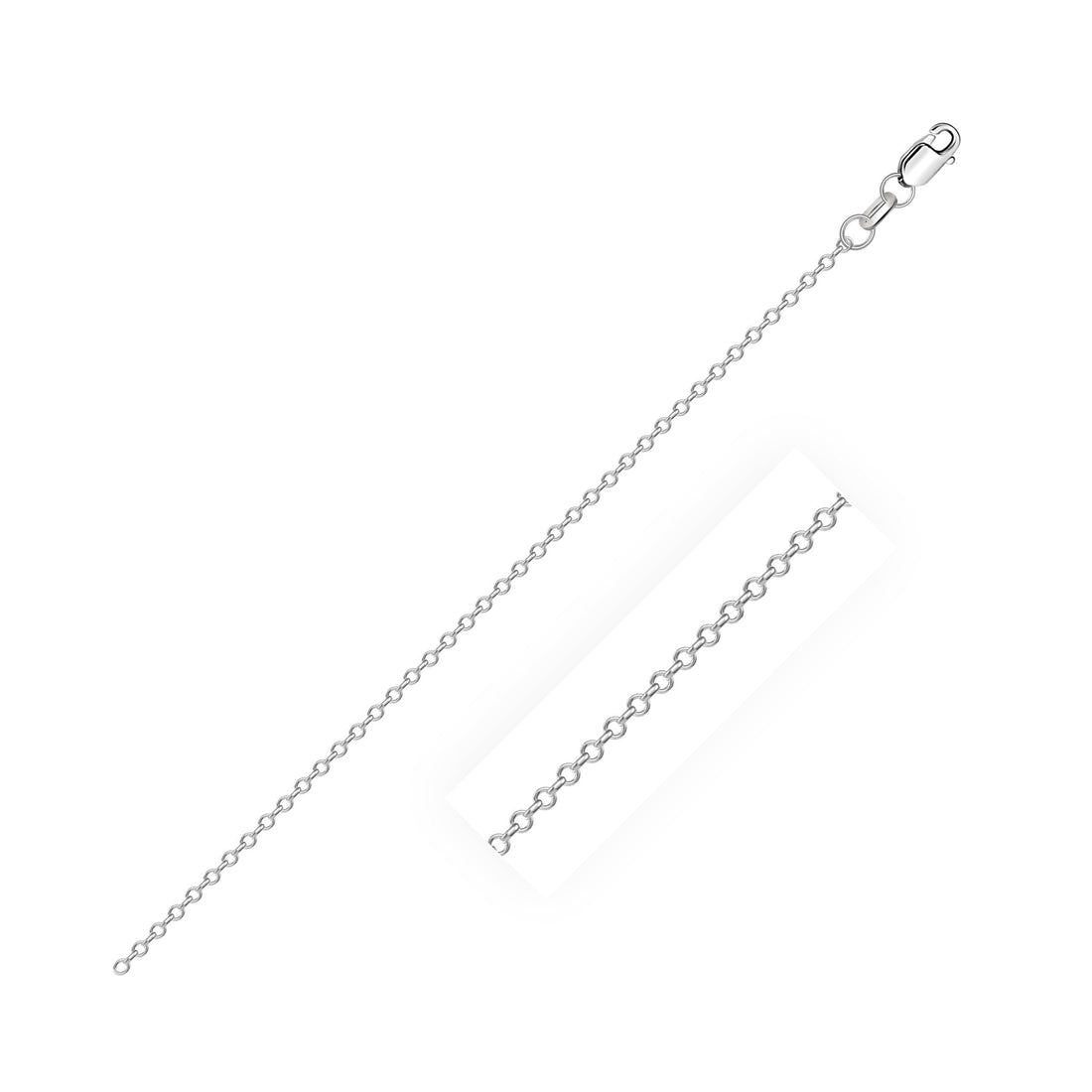 18k White Gold Diamond Cut Cable Link Chain (0.75 mm)