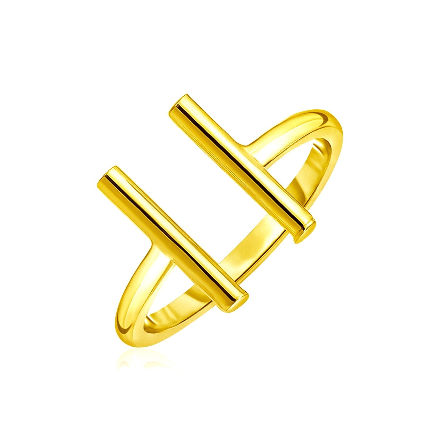 14k Yellow Gold Open Ring with Bars by Bids.com