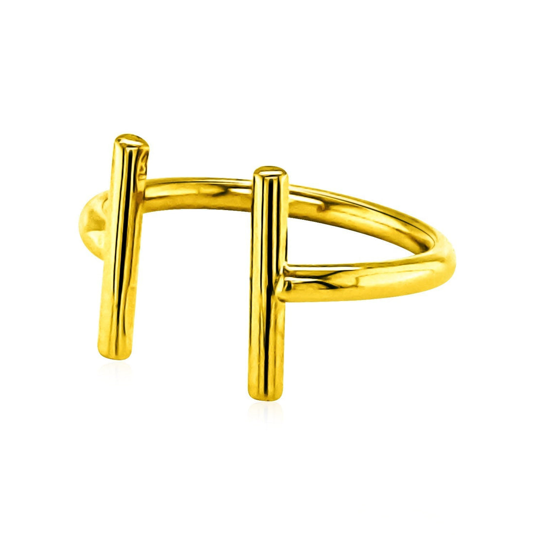 14k Yellow Gold Open Ring with Bars - DestGlow