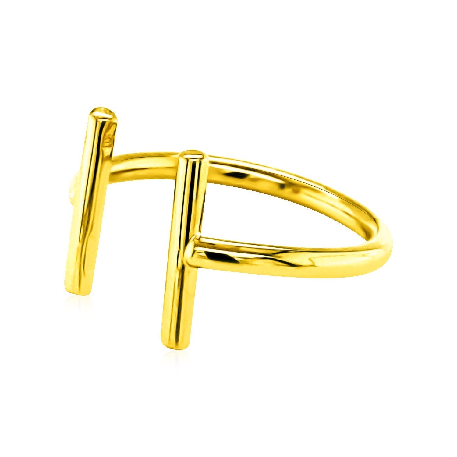14k Yellow Gold Open Ring with Bars by Bids.com