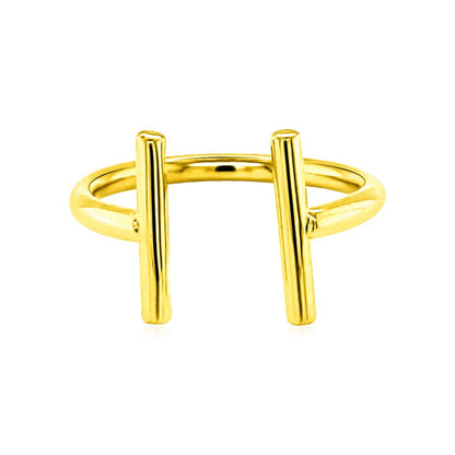 14k Yellow Gold Open Ring with Bars - DestGlow