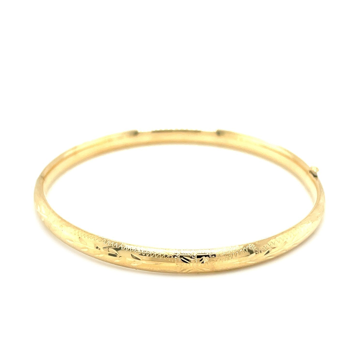 10k Yellow Gold Botanical Pattern Florentine Bangle  DestGlow