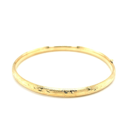 10k Yellow Gold Botanical Pattern Florentine Bangle  DestGlow