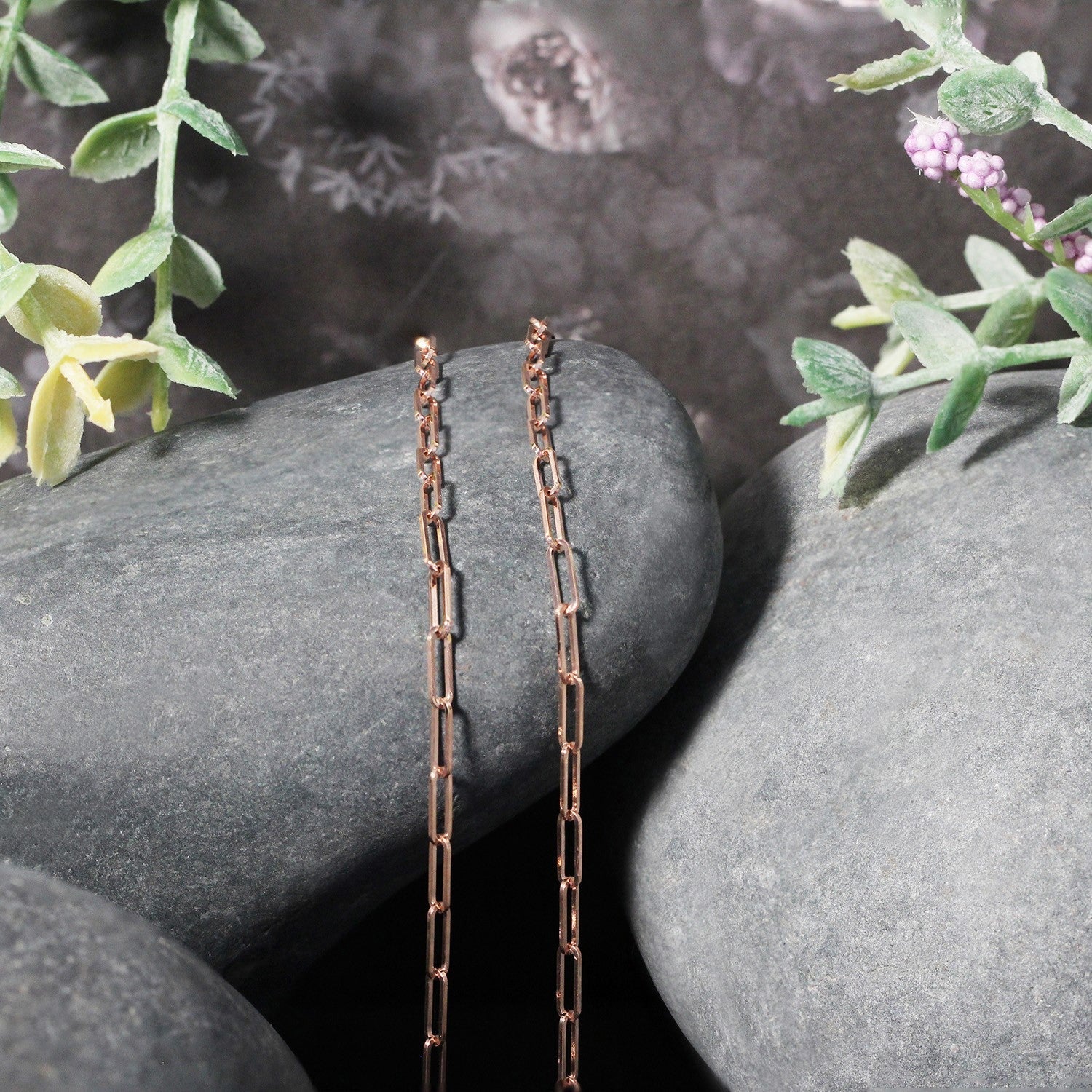 14K Rose Gold Delicate Paperclip Chain (2.1mm) by Bids.com
