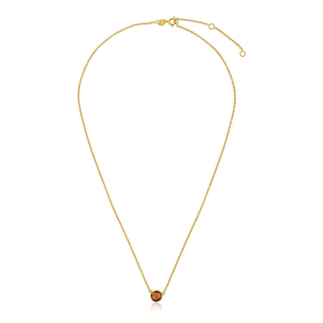 14k Yellow Gold 17 inch Necklace with Round Citrine - necklaces