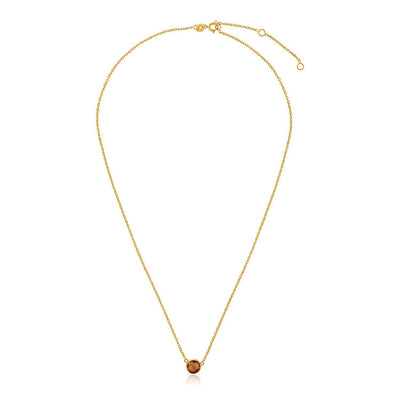 14k Yellow Gold 17 inch Necklace with Round Citrine - necklaces