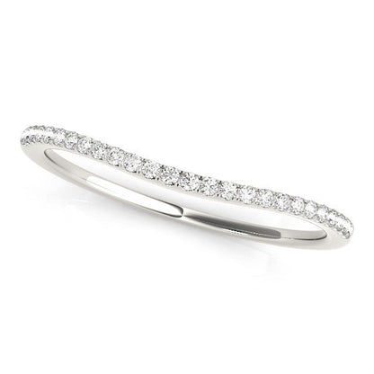 14k White Gold Pave Style Setting Curved Diamond Wedding Band (1/10 cttw) by Bids.com