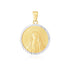 14k Two Tone Gold Round Textured Religious Medal Pendant