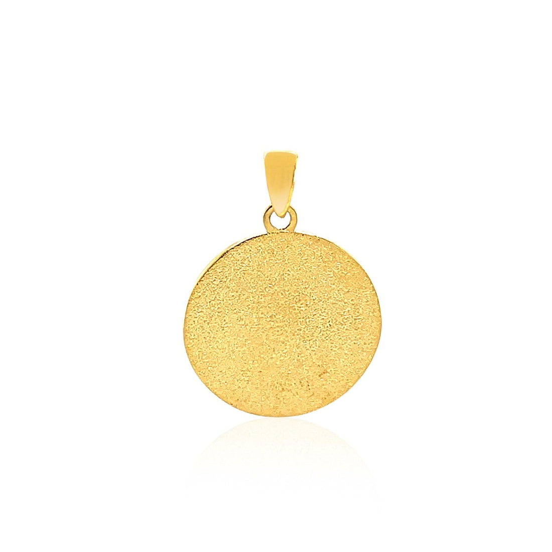 14k Two Tone Gold Round Textured Religious Medal Pendant - DestGlow