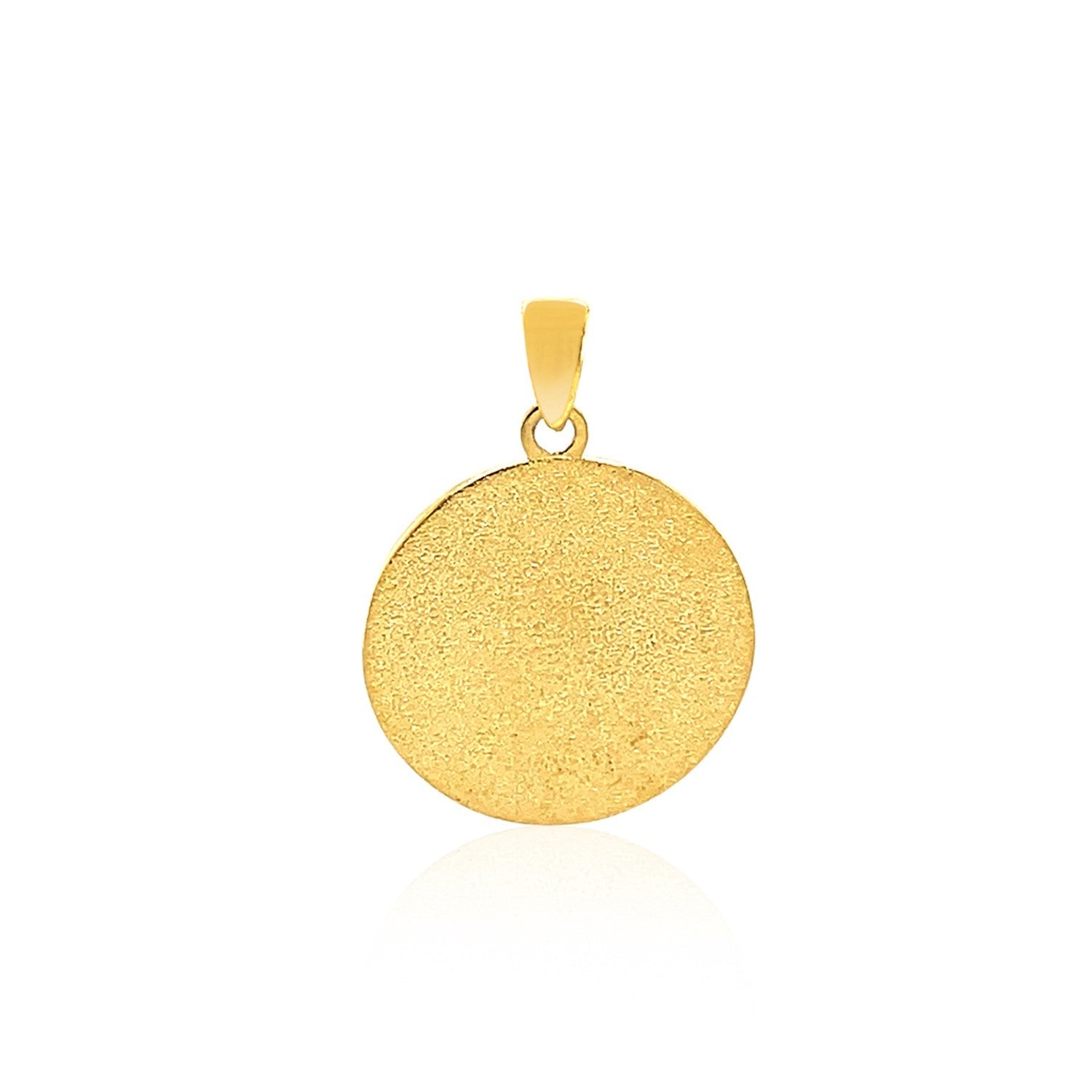 14k Two Tone Gold Round Textured Religious Medal Pendant - DestGlow