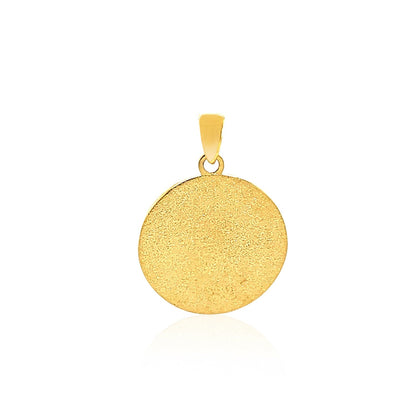 14k Two Tone Gold Round Textured Religious Medal Pendant - DestGlow