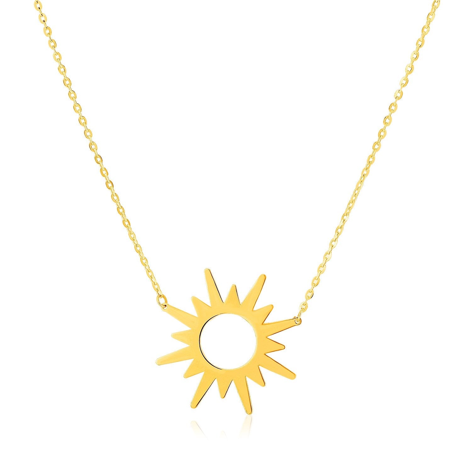 14K Yellow Gold Sunburst Necklace - necklaces