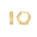 14k Yellow Gold Bamboo Huggie Hoops - accessories