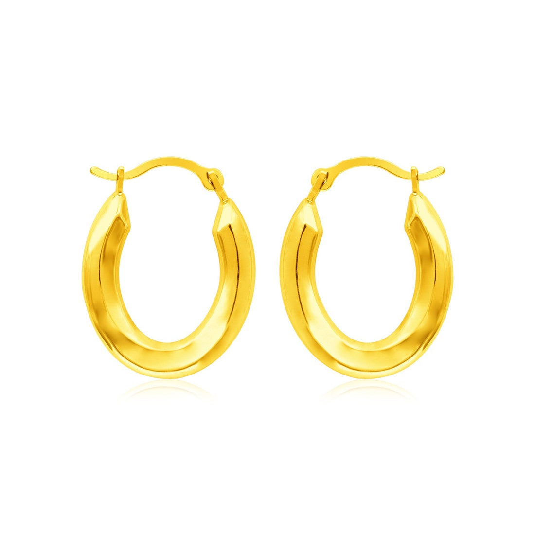 14k Yellow Gold Polished Oval Hoop Earrings - earrings