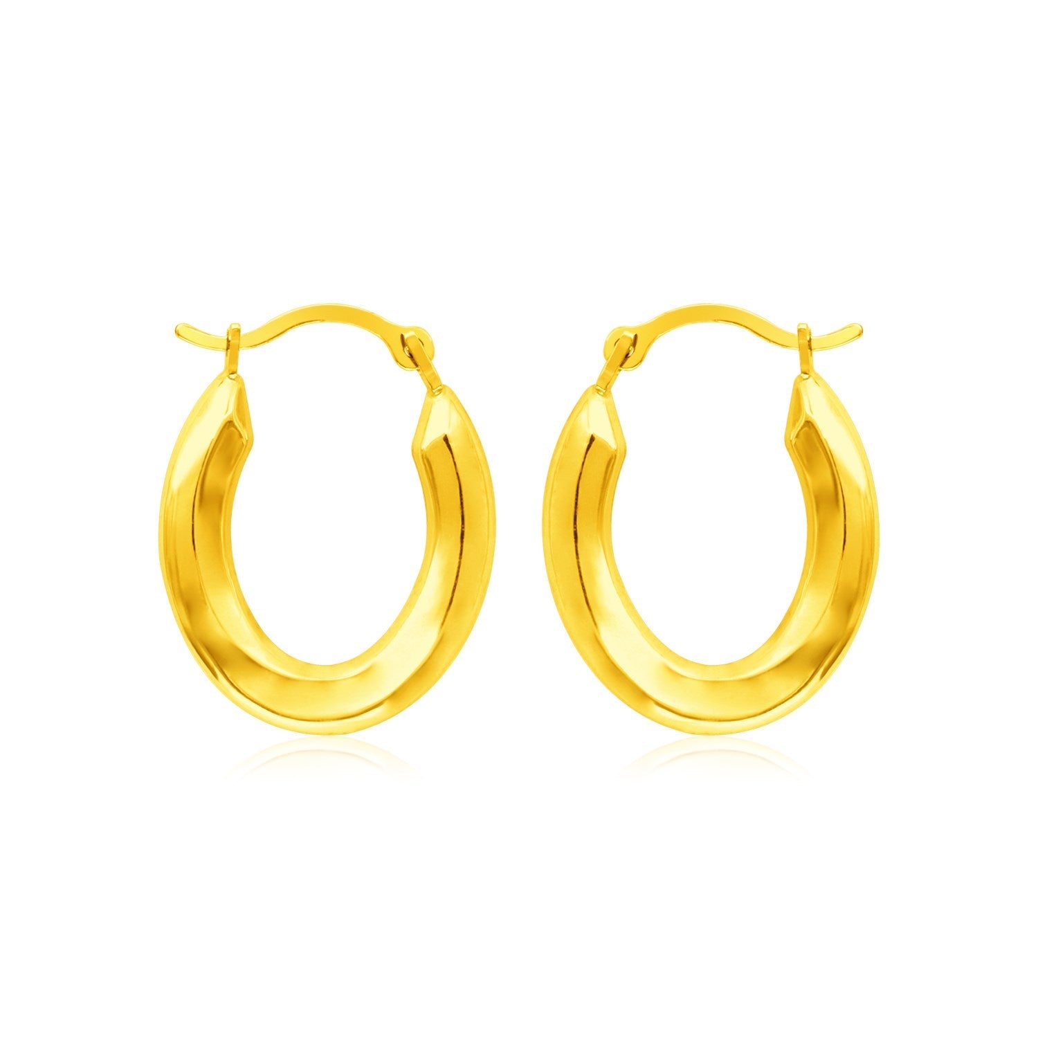 14k Yellow Gold Polished Oval Hoop Earrings - earrings
