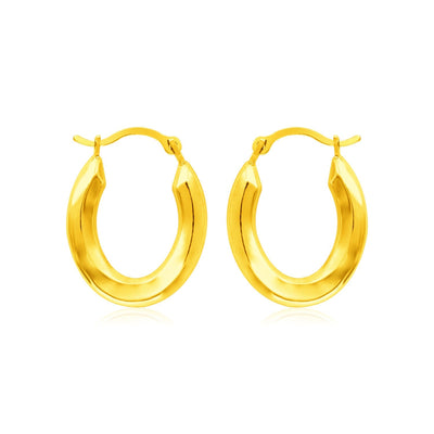 14k Yellow Gold Polished Oval Hoop Earrings - earrings