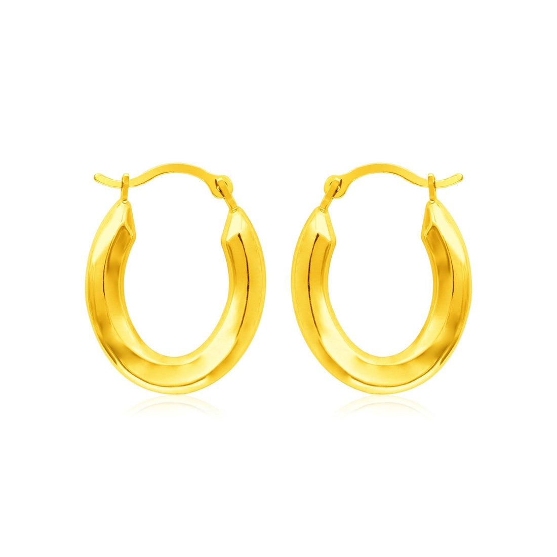 14k Yellow Gold Polished Oval Hoop Earrings 