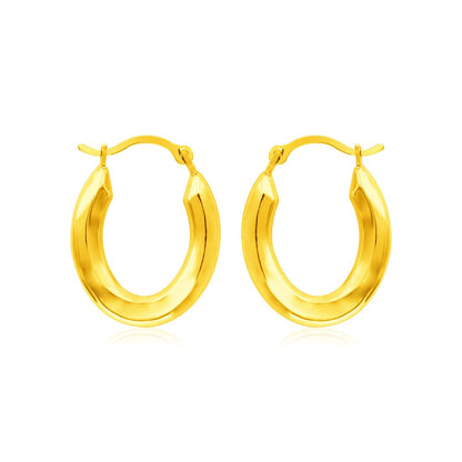 14k Yellow Gold Polished Oval Hoop Earrings by Bids.com