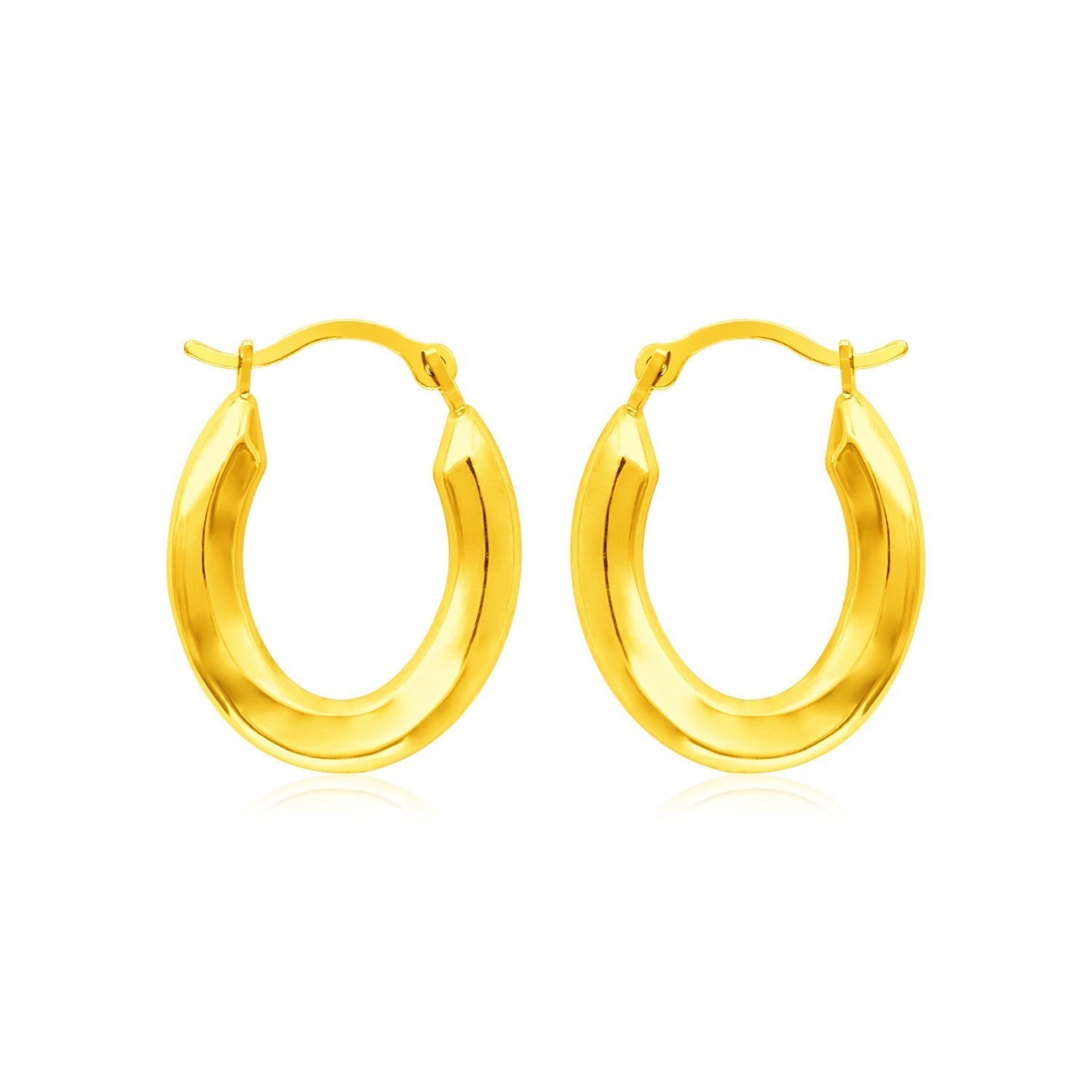 14k Yellow Gold Polished Oval Hoop Earrings 