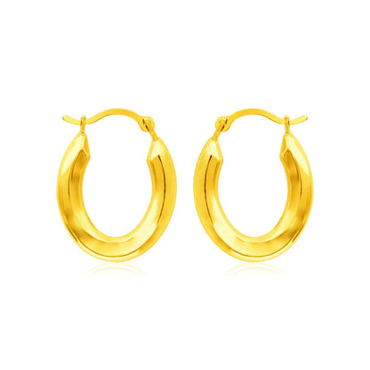 14k Yellow Gold Polished Oval Hoop Earrings 