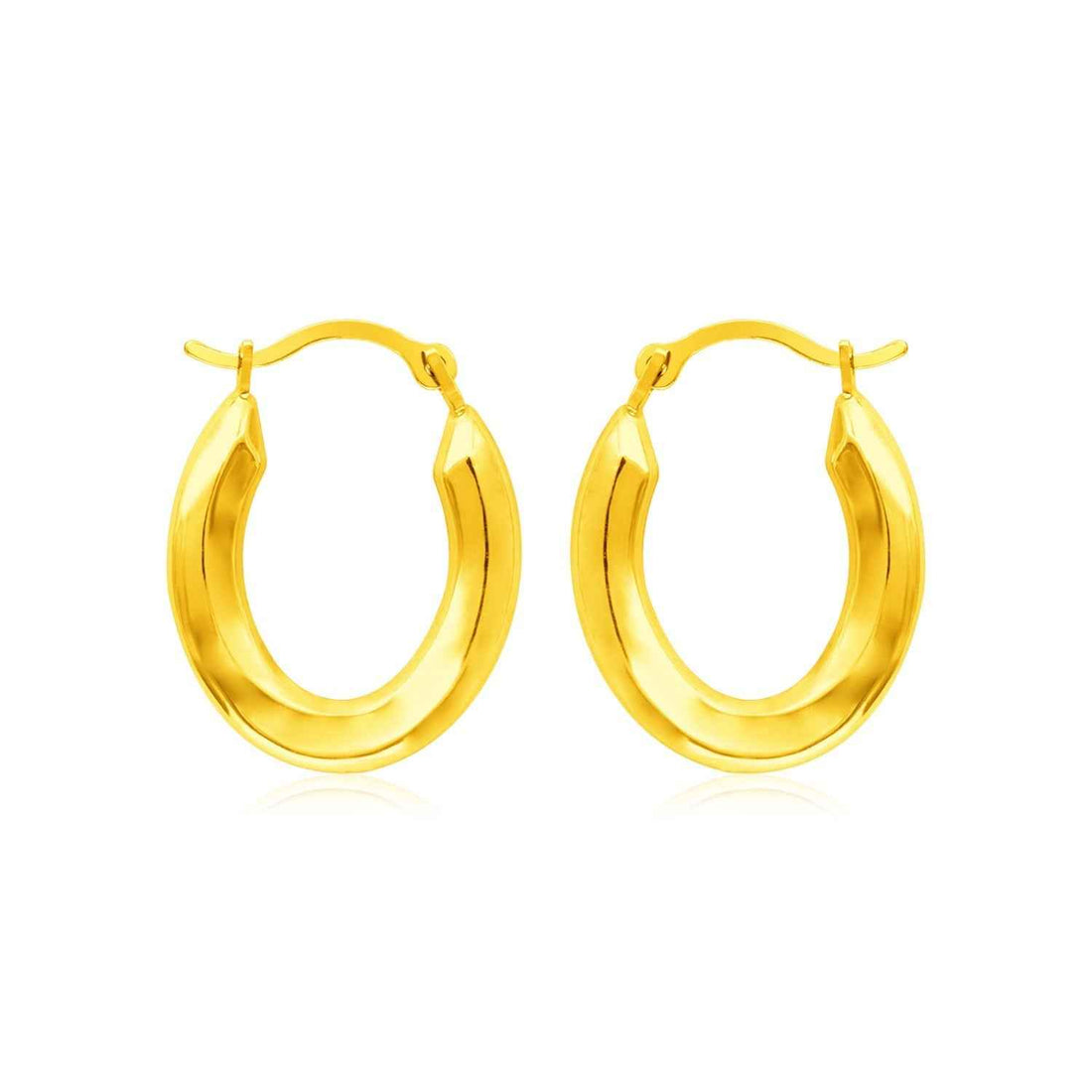 14k Yellow Gold Polished Oval Hoop Earrings