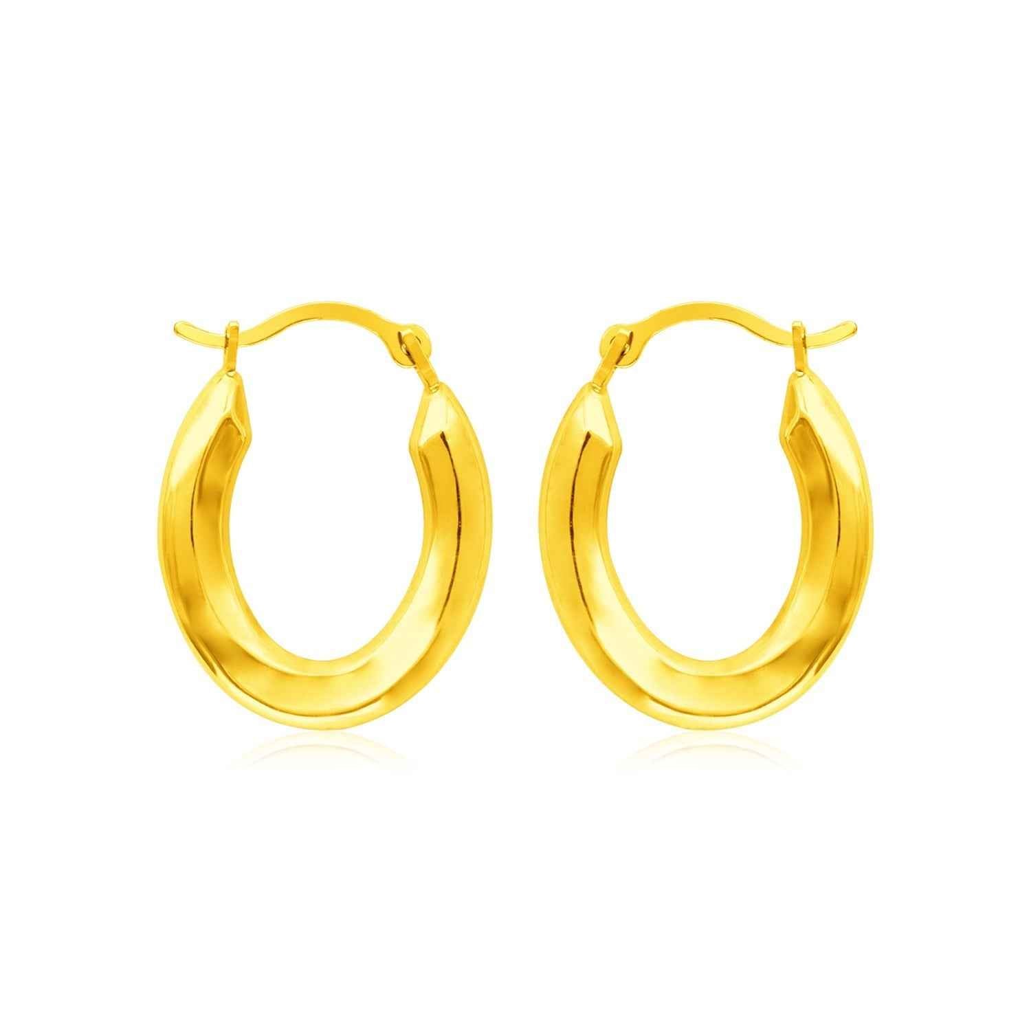 14k Yellow Gold Polished Oval Hoop Earrings