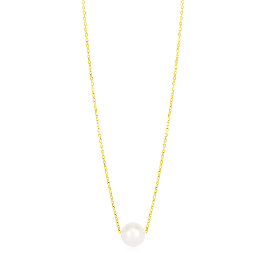 14k Yellow Gold Pearl Solitaire Necklace - necklaces
