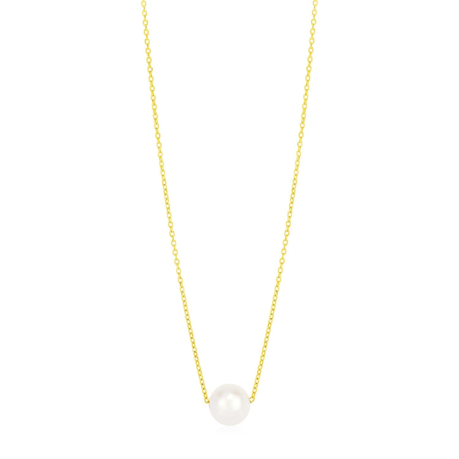 14k Yellow Gold Pearl Solitaire Necklace  DestGlow