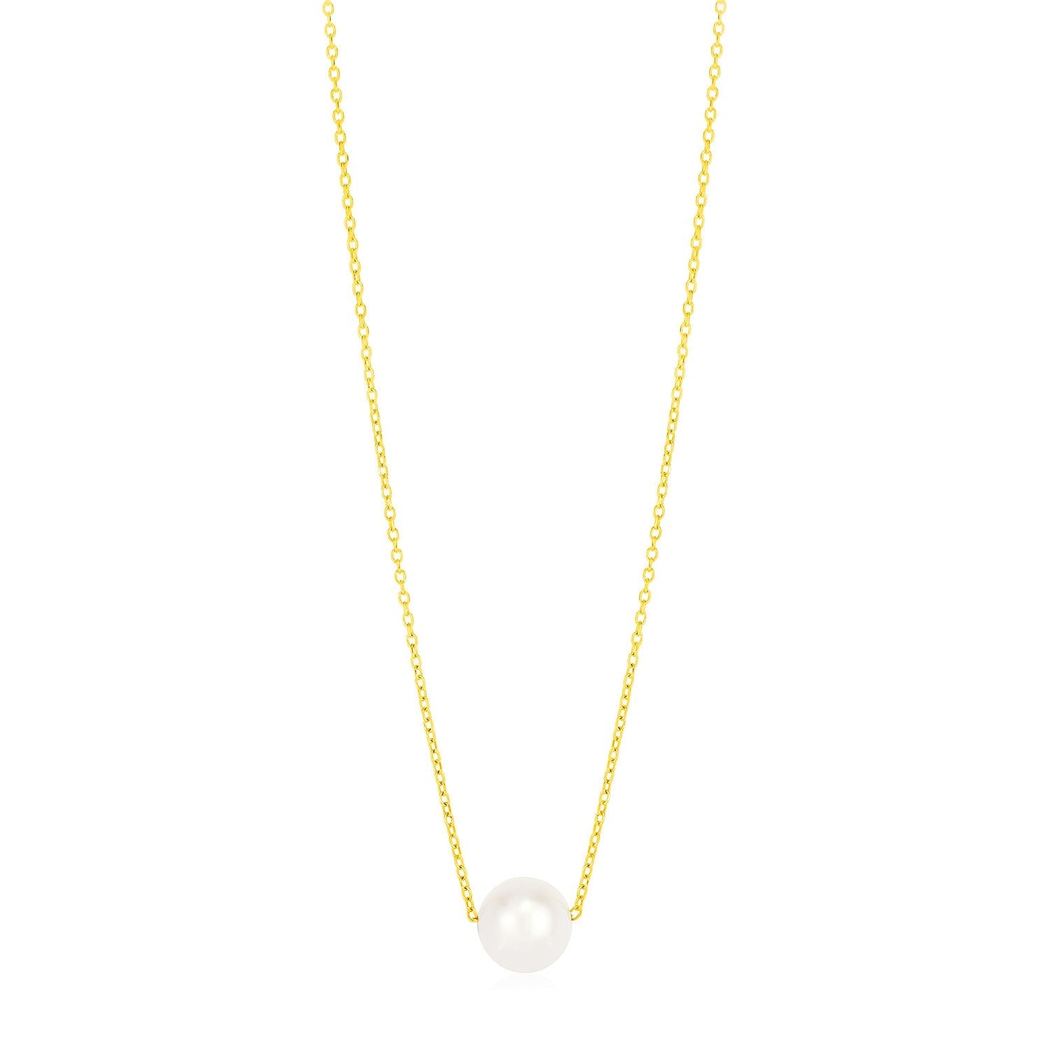 14k Yellow Gold Pearl Solitaire Necklace - necklaces