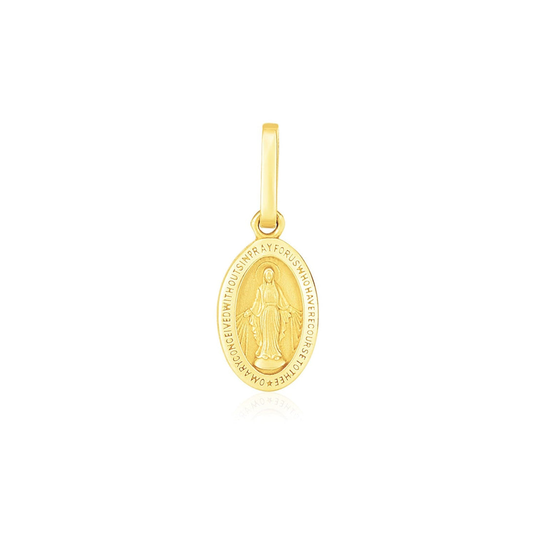 14k Yellow Gold Oval Religious Medal Pendant - necklaces